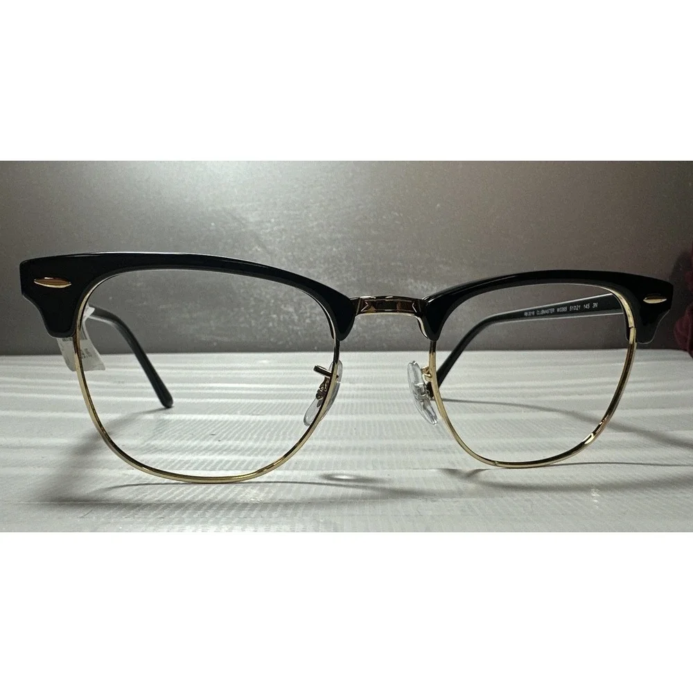 Ray-Ban  Frames RB3016 CLUBMASTER W0365 Black Gold Square 51-21-145 Retail $299